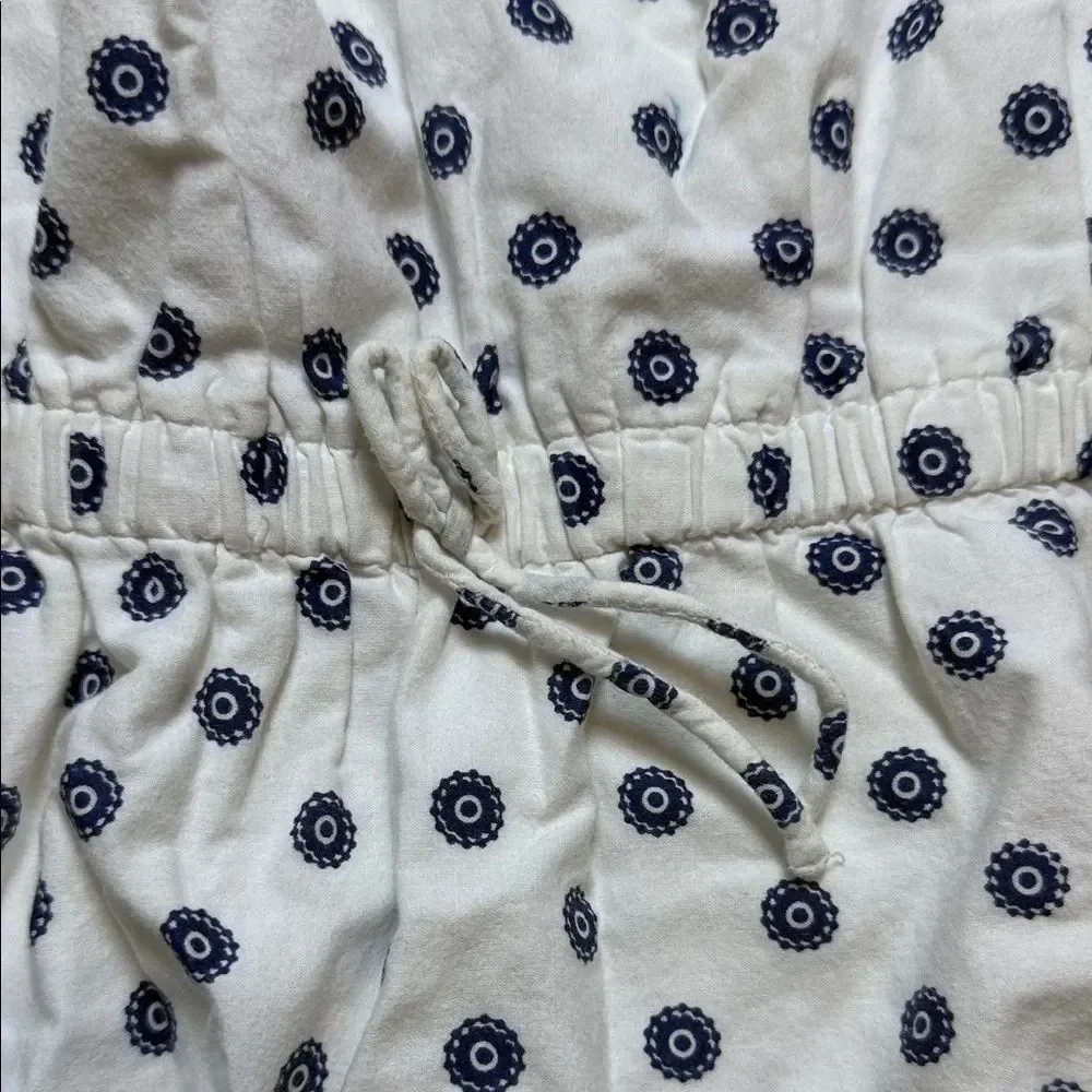 Old Navy White Dress with Navy Dots and Red Hem